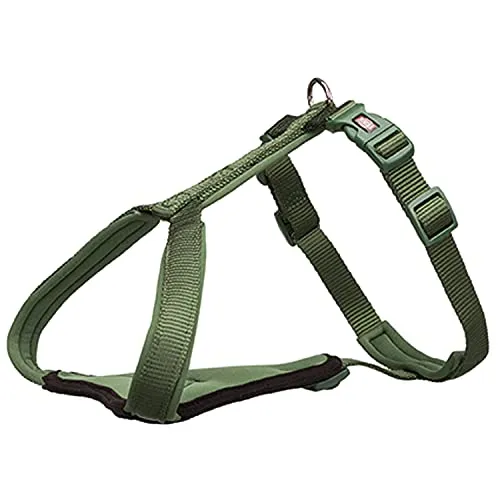 TRIXIE Premium-Hundegeschirr, S: 40-45 cm/15 mm, Dschungelgrn, Breites Brustpolster, Voll verstellbar, Reflektierende Sicherheitsteile