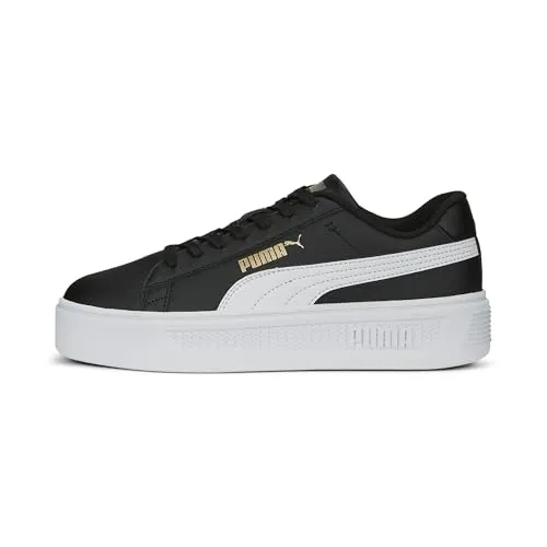 PUMA Damen Smash Platform V3 Sneaker, Black White Gold, 37 EU