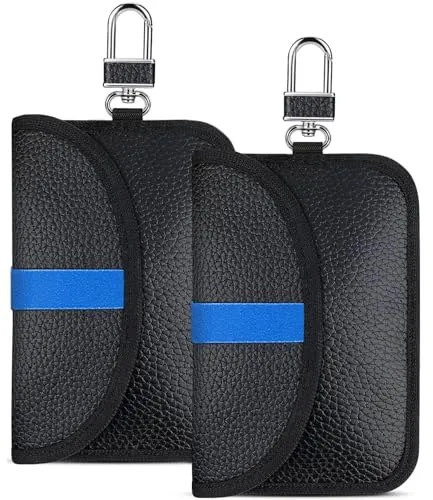 Keyless Go Schutz - 2 STK Autoschlüssel Tasche mit RFID Blockierung - Schlüsselmäppchen für Herren: Schützen Sie Ihre Autoschlüssel vor Hackern mit dieser hochwertigen RFID-Signalblockertasche, die 100% der Signale blockiert und gleichzeitig stilvoll und tragbar ist.