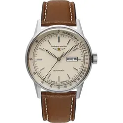 bauhaus Automatikuhr G38 Automatic 2366-5 - Chronographen, hochwertige Herrenuhr 'Made in Germany' mit elegantem Lederarmband und wasserdicht bis 10 bar für den perfekten Stil.