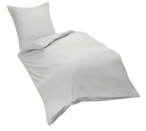Fleuresse Flanell Uni Bettwäsche Lech grau 155x220 cm - Bettwäsche aus 100% Baumwolle, weich und warm, ideal für kalte Winternächte. Mit elegantem Fischgrätmuster und robustem Reißverschluss, maschinenwaschbar bis 60°C und trocknergeeignet.