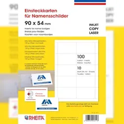 Rheita 100 Einsteckkarten für Namensschilder