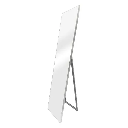 [en.casa] Standspiegel Barletta 150x35 cm – Eleganter neigbarer Ganzkörperspiegel - Standspiegel für Flur, Schlafzimmer oder Ankleideraum. Neigbar für optimalen Blickwinkel, zeitloses Design in Silber, ideal für jeden Wohnraum.