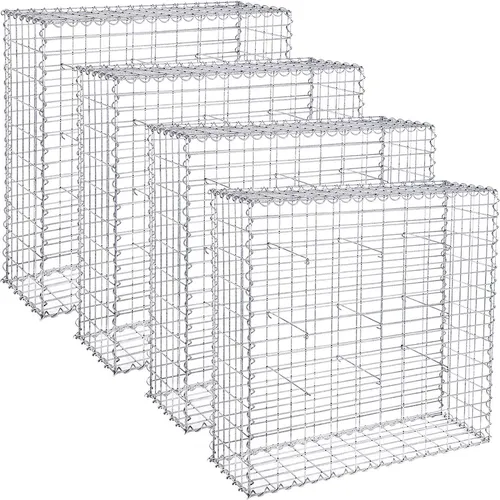 SONGMICS Gabione 4 Stück 100 x 90 x 30 cm – Robuster Steinkorb für Gartenzaun - Einfache Montage ohne spezielles Werkzeug! Diese galvanisierten Gabionen bieten Stabilität und sind vielseitig einsetzbar, ideal für kreative Gartengestaltung und langlebigen Sichtschutz.