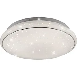 LED Deckenleuchte, silber weiß, Sternenhimmeleffekt, D 44 cm - Weiß