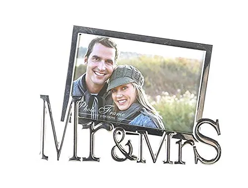 Moderner Bilderrahmen Fotorahmen MR & MRS aus Metall 15,5x21cm für Bilder im Format 10x15cm