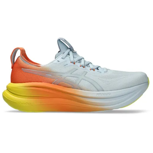 ASICS Gel-Nimbus 28 Sunny Sizzle Neutralschuh Herren – Komfort und Dämpfung in Hellblau/Orange - Erlebe maximalen Komfort beim Laufen mit den ASICS Gel-Nimbus 28. Diese Neutralschuhe bieten hervorragende Dämpfung, atmungsaktives Obermaterial und eine strapazierfähige Sohle für optimalen Halt auf jedem Untergrund.