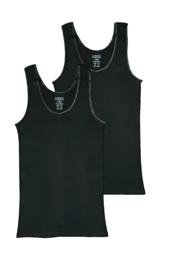 Toker Collection Damen Unterhemd, 100% Baumwolle, 2 Stück, Rundhalsausschnitt, Reguläre Passform, Klassisch (DE/NL/SE/PL, Numerisch, 40, 42, Regular, Regular, Schwarz)