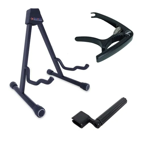 keepdrum Zubehör-Set für Gitarre Ständer Kapodaster Saitenkurbel