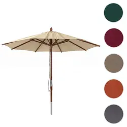 Gastronomie Holz-Sonnenschirm HWC-C57b, rund Ø3m mit Handseilzug