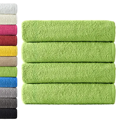 NatureMark 4er Pack Duschtücher, Größe 70x140cm, Apfel Grün, 100% Baumwolle