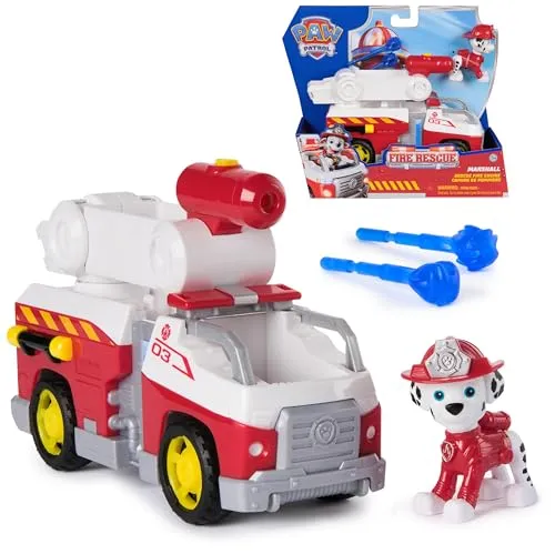 PAW Patrol Fire Rescue: Marshall Feuerwehr-Rettungsfahrzeug 6072660 - Sonstige Spielzeugfiguren mit kippbarer Leiter und Geschoss-Abwurf für spannende Feuerwehr-Rettungsaktionen. Ideal für PAW Patrol Fans ab 3 Jahren.