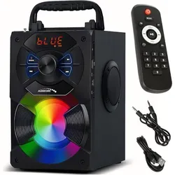 Tragbarer Bluetooth-Lautsprecher 11W - Kabelloser Lautsprecher mit FM-Radio, 3-4 Stunden Laufzeit und stilvoller LED-Beleuchtung für Partys unterwegs