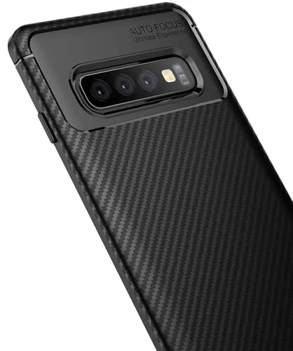 AVANA Hülle für Samsung Galaxy S10 Schutzhülle Flexibles Slim Case Schwarz Silikon TPU Schale Kohlefaser Bumper Cover Carbon Optik