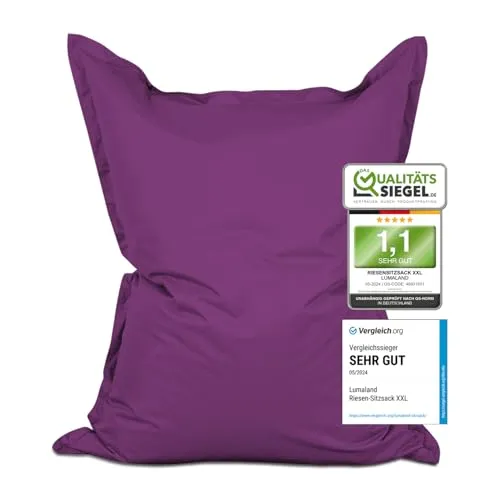 Lumaland Sitzsack XXL Bean Bag Special Edition - Wasserfester XXL Sitzsack mit 380L Volumen, ideal für drinnen und draußen. Hochwertige EPS-Füllung sorgt für perfekte Sitzanpassung und hohen Komfort.