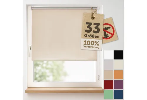 Verdunklungsrollo Verdunkelungsrollo ohne Bohren, Blumtal, Klemm-Montage oder optional Wandmontage mit Schrauben und Dübeln