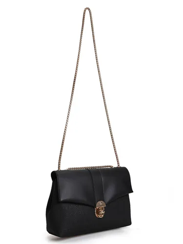 Lucky Bees Schultertasche Schwarz - Stilvolle Damenhandtasche - Elegante Lucky Bees Schultertasche in Schwarz (B)20 x (H)20 x (T)12 cm. Aus Kunstleder mit strukturiertem Finish, ideal für jeden Anlass. Praktischer Fold-Over-Verschluss und Innentasche für zusätzlichen Stauraum.