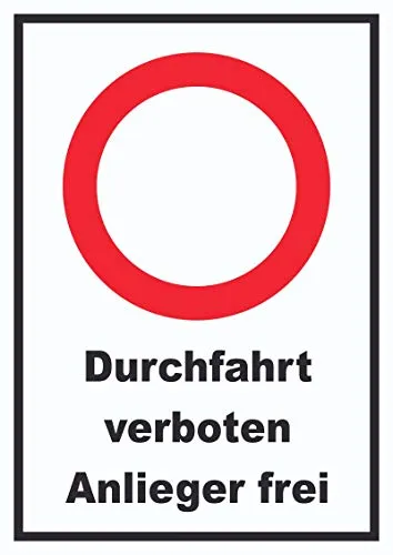 HB-Druck Durchfahrt verboten Anlieger frei Schild A4 Rückseite selbstklebend
