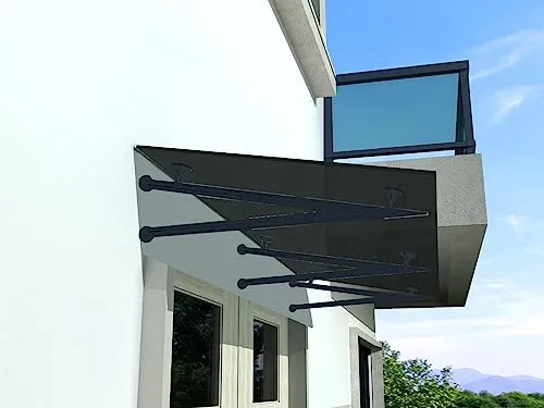 BuyLando.Shop Vordach Glaswerk Westfalen 250x90cm Grauglas - Elegantes Glasvordach für optimalen Schutz. Robustes VSG-Glas mit hoher Stabilität und witterungsbeständigen Edelstahlhaltern. Ideal für Eingangsbereiche und Terrassen.