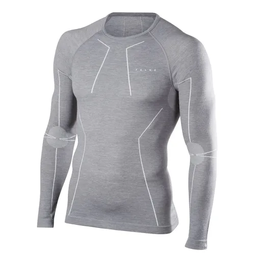 Falke Langarmshirt Wool Tech - Merinowolle Unterwäsche grau Herren - Wärmeisolierendes Funktionsshirt aus hochwertiger Merinowolle für Wintersport. Doppellagige Konstruktion schützt vor Auskühlung und sorgt für optimale Beweglichkeit.