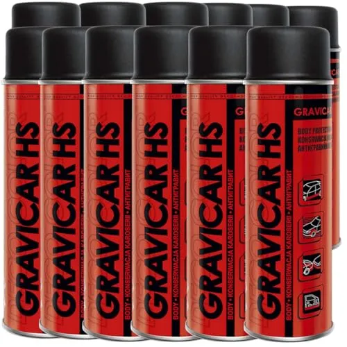 Deco Color 12er Sparpack Gravicar 500ml überlackierbares Unterbodenschutz-Spray auf Kautschuk-Basis