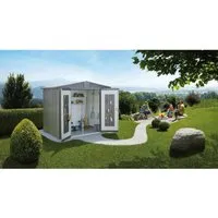Biohort Gerätehaus Europa 3, Quarzgrau - Robust und langlebig - Gartenhäuser: Hochwertiges Gerätehaus aus feuerverzinktem Stahlblech, 20 Jahre Garantie gegen Korrosion und umfangreiche Grundausstattung für optimale Organisation.