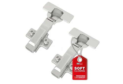 SO-TECH® Türbeschlag SMOOTH Topfband T45 Scharnier Eckanschlag Komplettset (2 St), 2er Set Standard gedämpft mit Kreuzplatte