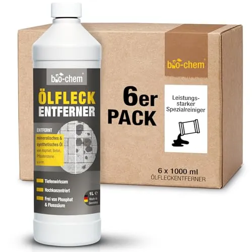 bio-chem Ölfleckentferner 1L – Effektiver Fleckentferner für Asphalt & Beton - Fleckenentferner für hartnäckige Ölverschmutzungen auf verschiedenen Oberflächen, entfernt selbst eingetrocknete Flecken schnell und gründlich.