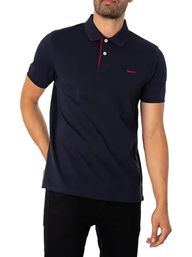 Produktbild Gant Herren REG Contrast Pique SS Rugger Polohemd, Evening Blue