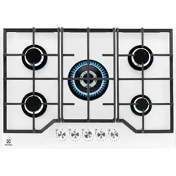 Electrolux KGG75362W Gaskochfeld, 75 cm, Weiß - Kochfeld für integrierten Einsatz mit 5 präzisen Gasbrennern und StepPower-Technologie für optimale Kontrolle und Sicherheit beim Kochen.