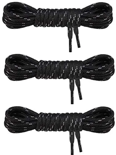Swissly 3 Paar Schuhbänder rund ø 4,5 mm I Premium Schnürsenkel extra reißfest & widerstandsfähig für Wanderschuhe Bergschuhe Kletterschuhe Arbeitsschuhe Stiefel uvm I Polyester Shoe-Laces