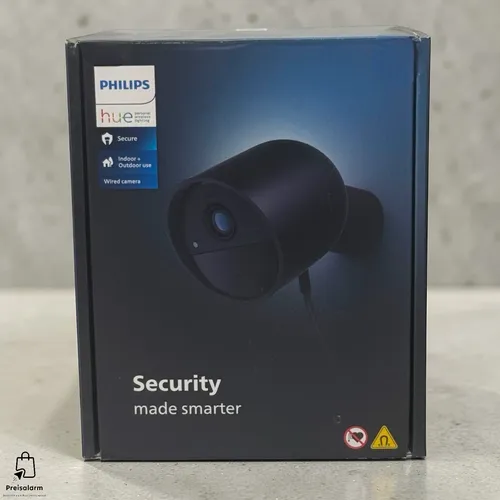 Philips Hue Secure Smart Home Überwachungskamera - Kabelgebundene Überwachungskamera mit Full HD Video, ideal für drinnen und draußen, bietet Echtzeit-Benachrichtigungen und Lichtsteuerung für maximale Sicherheit.