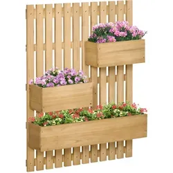 Outsunny Hochbeet aus Naturholz - 60x16x80 cm - Hochbeet aus Naturholz für kreative Gartengestaltung, wandmontiert für platzsparende Lösungen und ideal zum Anpflanzen von Blumen mit optimaler Drainage.