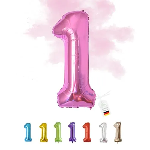LITTLE BIRTHDAY | Zahlen Luftballon | Folienballon | Helium Gas Balloon Ballon | 101 cm | 0 1 2 3 4 5 6 7 8 9 in vielen Farben | Geburtstag | Kindergeburtstag | Deko | pink 1