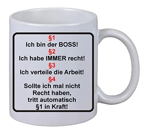 Kaffee Tasse Becher ich bin der Boss Regeln Geschenk Büro Werkstatt