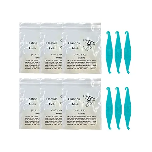 Stück orthodontische elastische Gummibänder mit 6 Stück elastischen Placer für Zahnspangen, Medium 3,5 Unzen Gummibänder Dreadlocks Fix Zahnlücke (3/16