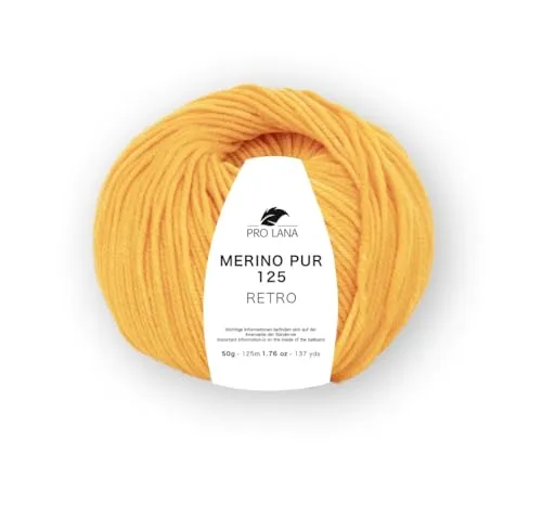 Merino Pur 125 Retro Strickgarn, 100% Extrafeine Merinowolle, Handgefärbt, Ton-in-Ton Farbverlauf (122 mango mel.)