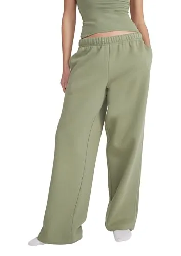 Style & Republic Damen Relaxed Fit Jogginghose aus Baumwolle | Weites Bein, Elastischer Bund mit Kordelzug, Ultraweich Fleece, Loungewear für Yoga & Freizeit, Sweathose mit Taschen, Olive S