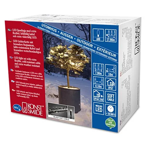 KONSTSMIDE LED-Lichterkette Weihnachtsdeko aussen, 80-flammig - Verleihen Sie Ihrem Garten magische Momente mit dieser hochwertigen, schutzisolierten Micro-LED-Lichterkette. Ideal für stimmungsvolle Weihnachtsdekoration im Außenbereich.