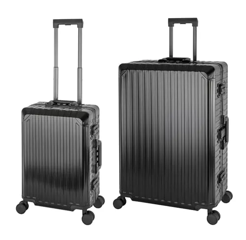 Travelhouse Trolleyset Tokyo, 2-tlg. Hartschalen Set mit 4 Rollen - Trolley-Sets aus hochwertigem eloxiertem Aluminium, extrem stabil und leicht. Mit TSA Zahlenschlössern für Sicherheit und robusten Aluminiumecken für besten Schutz.