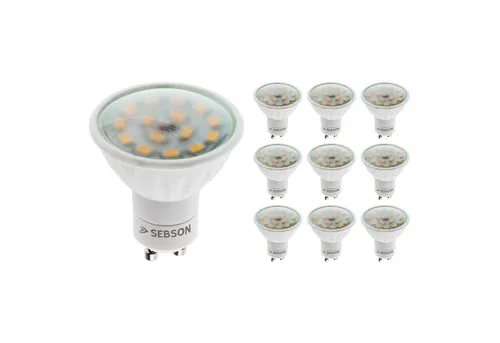 SEBSON GU10 LED Leuchtmittel 5W warmweiß - 10er Set - Leuchtmittel, energiesparend mit bis zu 90% weniger Verbrauch, ideal für gemütliche Wohnräume dank warmweißem Licht (3000K) und langer Lebensdauer von 15.000 Stunden.