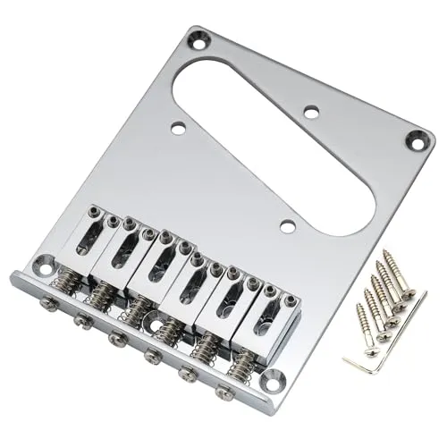 Musiclily Pro 54mm Moderne Telecaster Steg Bridge Zinklegierung 6-Saitenreiter für Squier und Import Tele Style E-Gitarre, Chrom