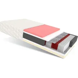 Taschenfederkernmatratze COMFORT 90x200, 140x200, 160x200, 180x200 cm - Boxspringmatratze mit 7 Zonen und 578 Taschenfedern pro m² für optimale Druckentlastung. Allergikergeeignet durch antibakteriellen Latex und doppelseitige Nutzung für individuellen Schlafkomfort.
