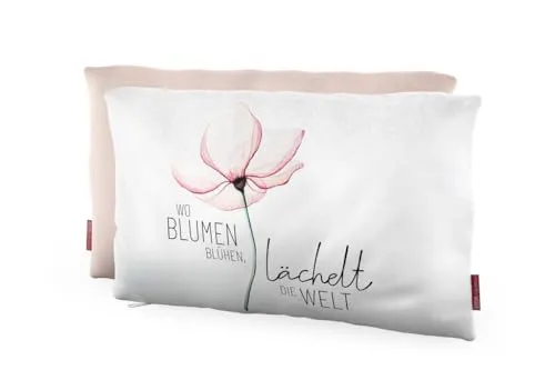 LaVida Kissen mit Bezug aus 100% Baumwolle, Motiv: Blüte