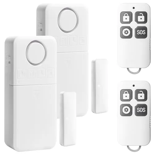 Fensteralarm Einbruchschutz, 130dB Türalarm mit Fernbedienung, Kabellose Alarmanlage für Haus & Geschäft, 4 Alarmmodi + Magnetsensor, Einbruchschutz für Fenster, Tür, Wohnmobil (2er-Pack)