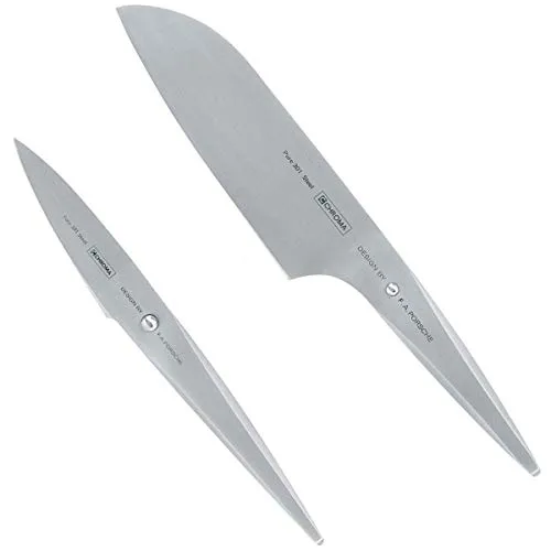 Chroma Messer-Set Type 301, P-29: Schälmesser & Santokumesser - Küchenmessersets mit edlem Design von F.A. Porsche, ergonomischem Griff und besonders scharfen Klingen für präzise Schnitte.