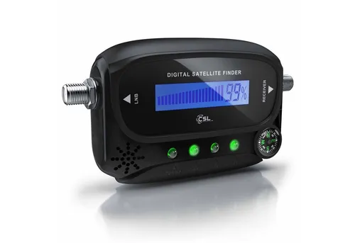 CSL Satfinder digitaler Satellitenfinder mit Pegelskala & akustischem Signalton, Satelliten Finder Messgerät, LCD Display