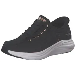 Skechers Damen Contour Foam Hour Sneaker - Bequemer Slip-In in Schwarz mit Roségold - Damen-Sneaker mit luftgekühltem Memory-Schaum für maximalen Komfort und eine maschinenwaschbare, vegane Obermaterialkombination.