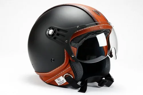 BNO Motorradhelm PL 26, Jethelm in Matt-Schwarz-Braun von BNO