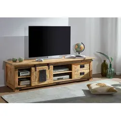 MASSIVMOEBEL24.DE Railway TV-Board 180x55x50 - Natur lackiert - TV-Bänke & Lowboards - Jedes Stück ist ein Unikat aus massivem Echtholz mit einzigartigen Maserungen, ideal für ein modernes und rustikales Ambiente.
